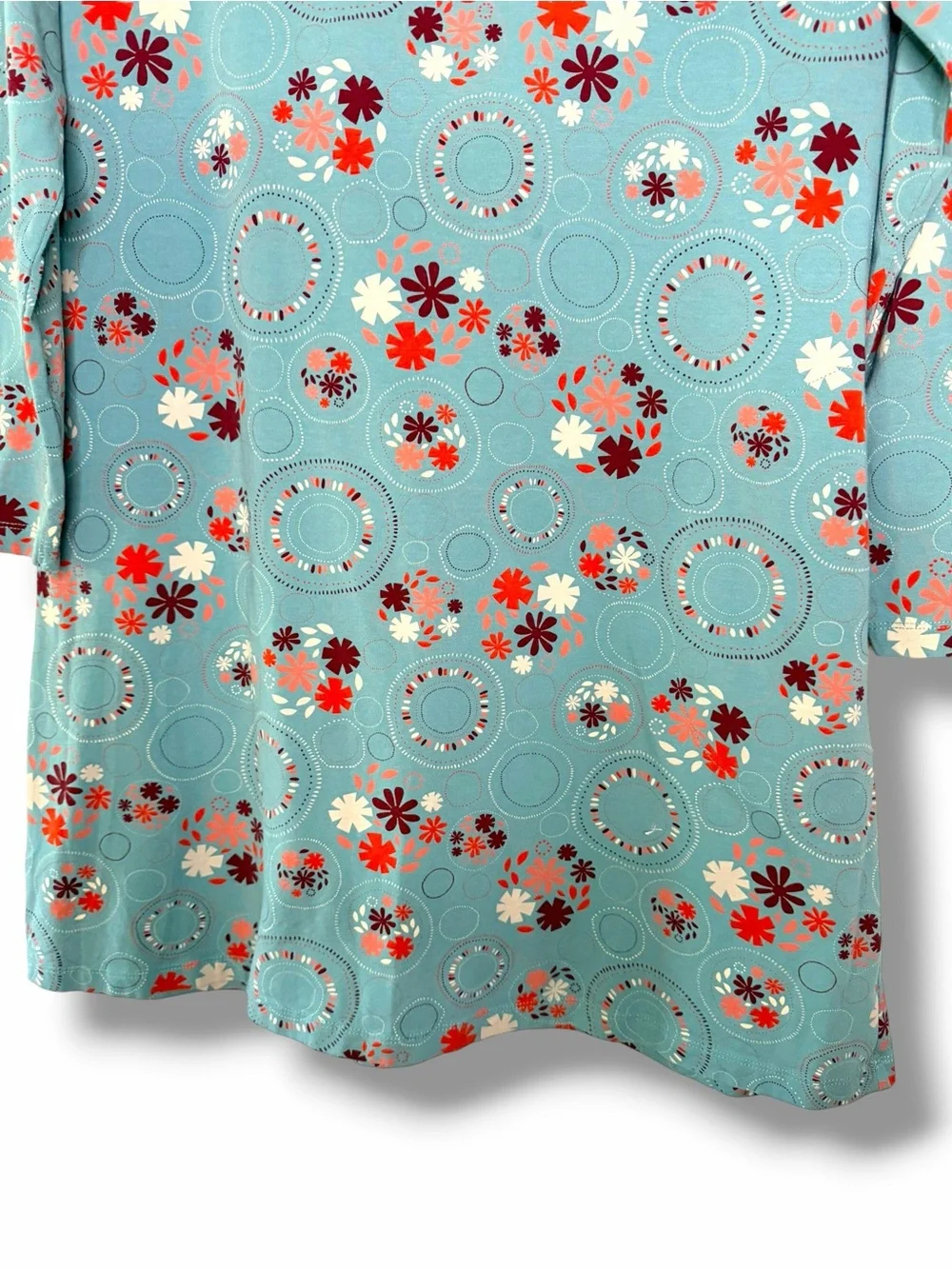 Gudrun Sjoden Teal Floral Artsy Swing Tunic Dress Lagenlook Organic Cotton Large - Picture 4 of 10
